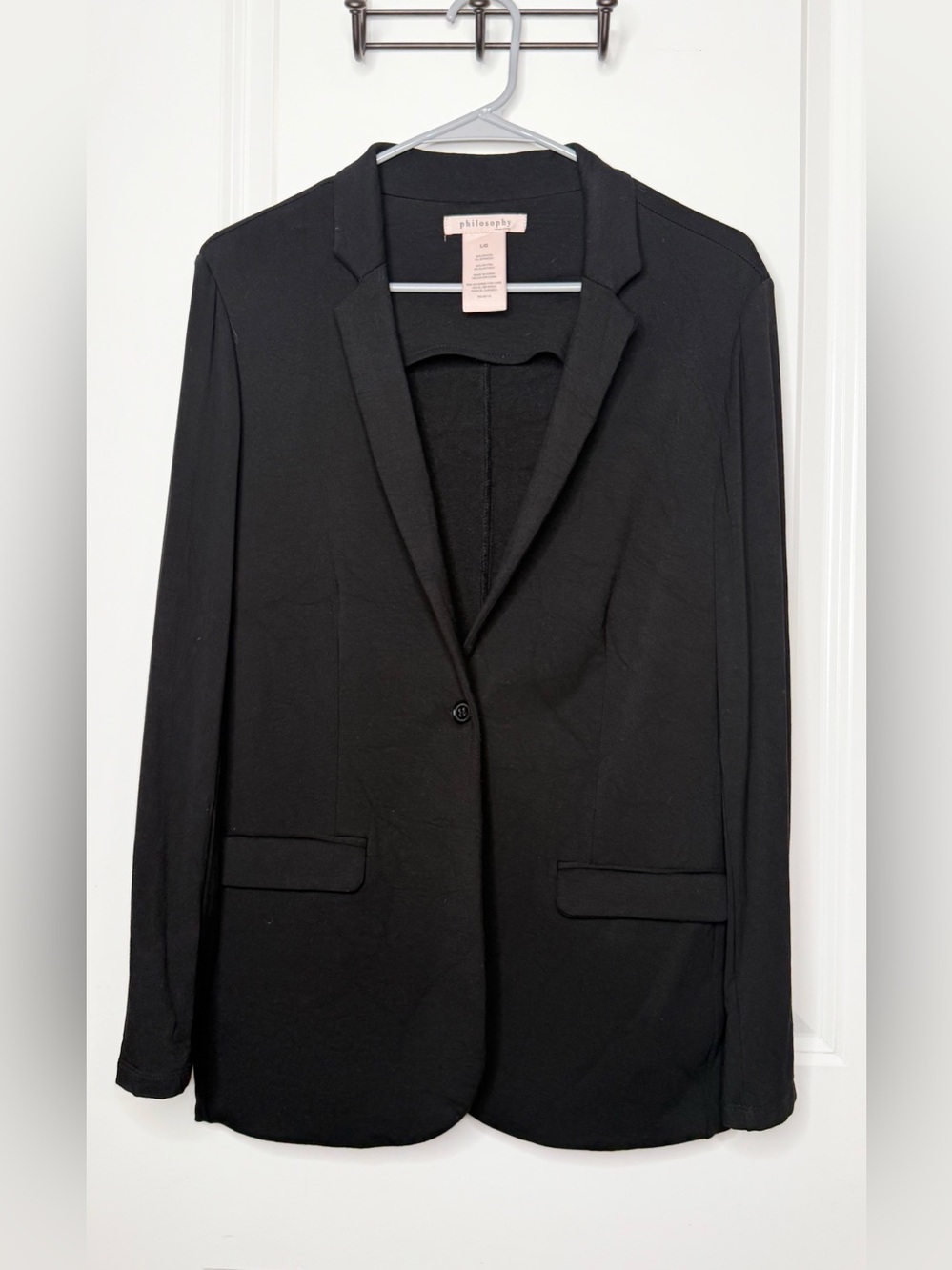 Philosophy Republic Clothing Blazer Large Black Stretch Knit Career Jacket